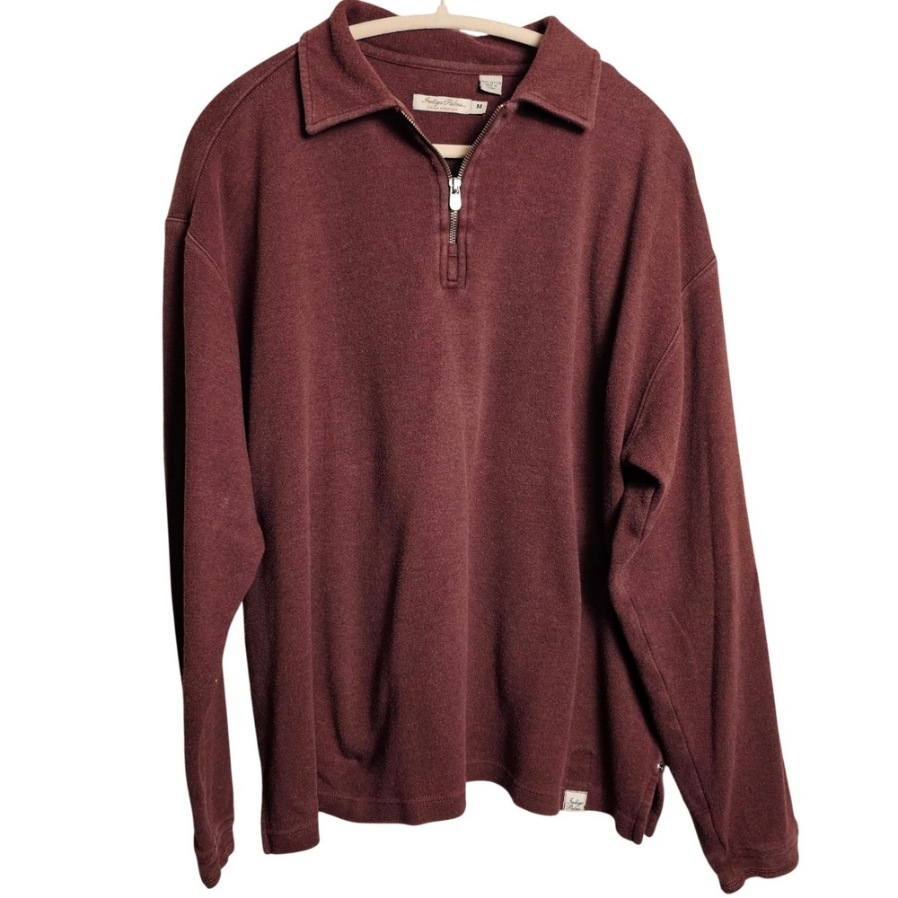 Indigo Palms by Tommy Bahama Men's M Quarter Zip Pullover Sweater Maroon Y2K VTG